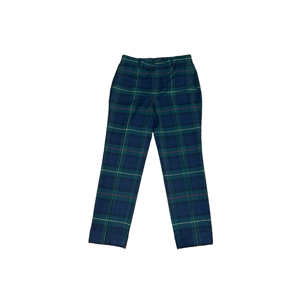 Ralph Lauren Green Plaid Wool Straight Leg Pants Women's Size 4P